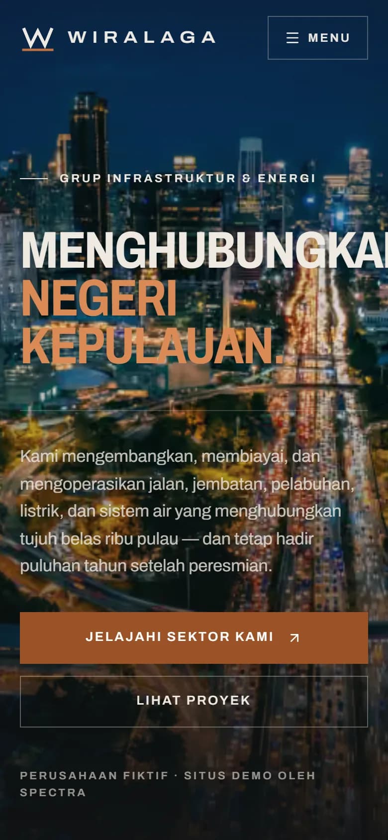Beranda demo Wiralaga di ponsel