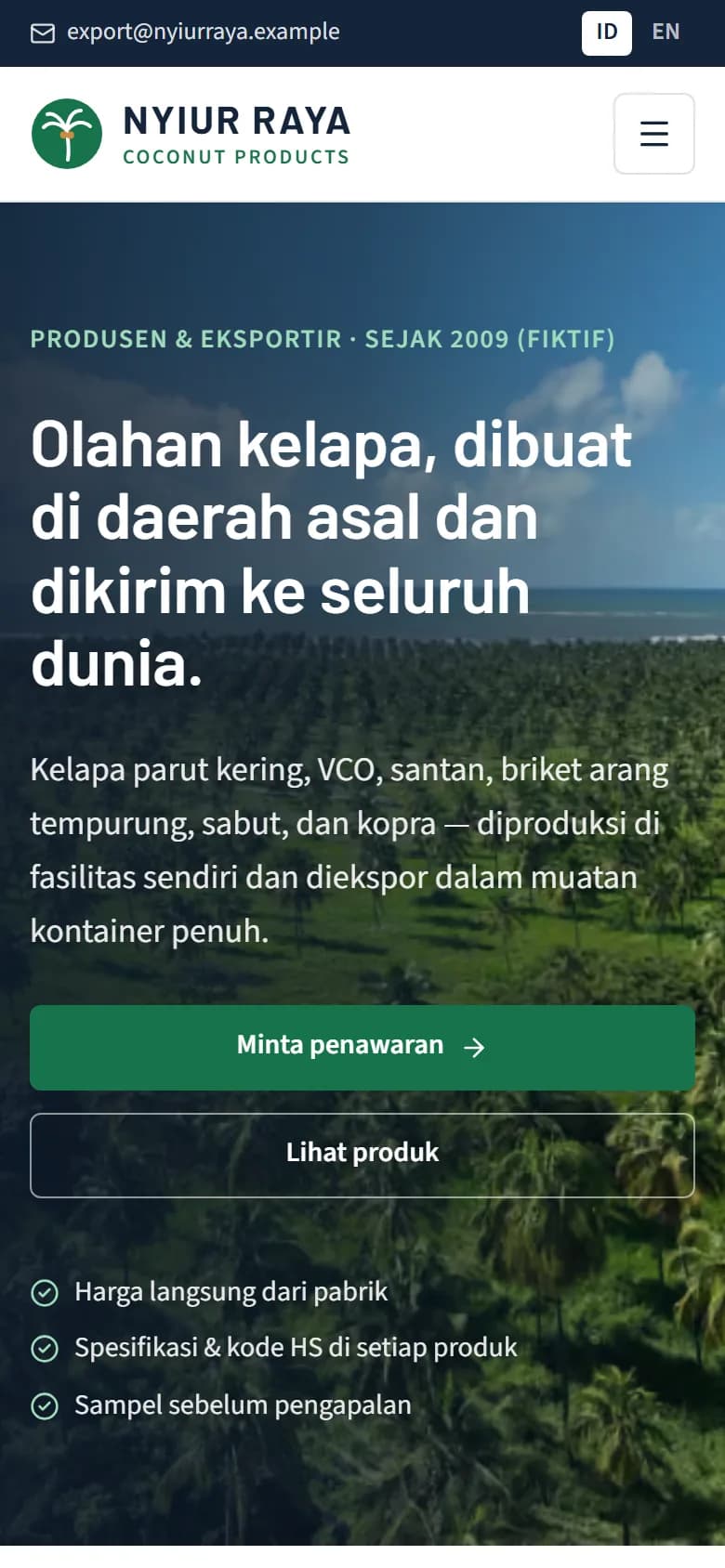 Beranda demo Nyiur Raya di ponsel
