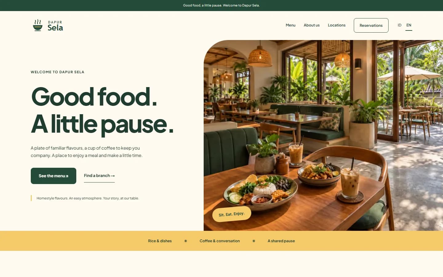 Dapur Sela demo home on desktop
