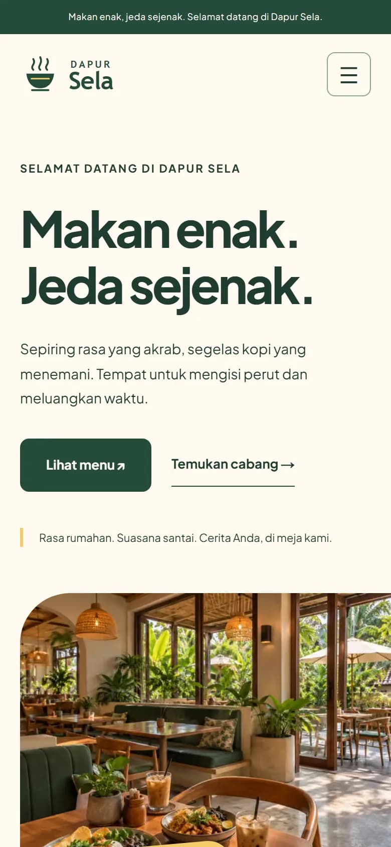 Beranda demo Dapur Sela di ponsel