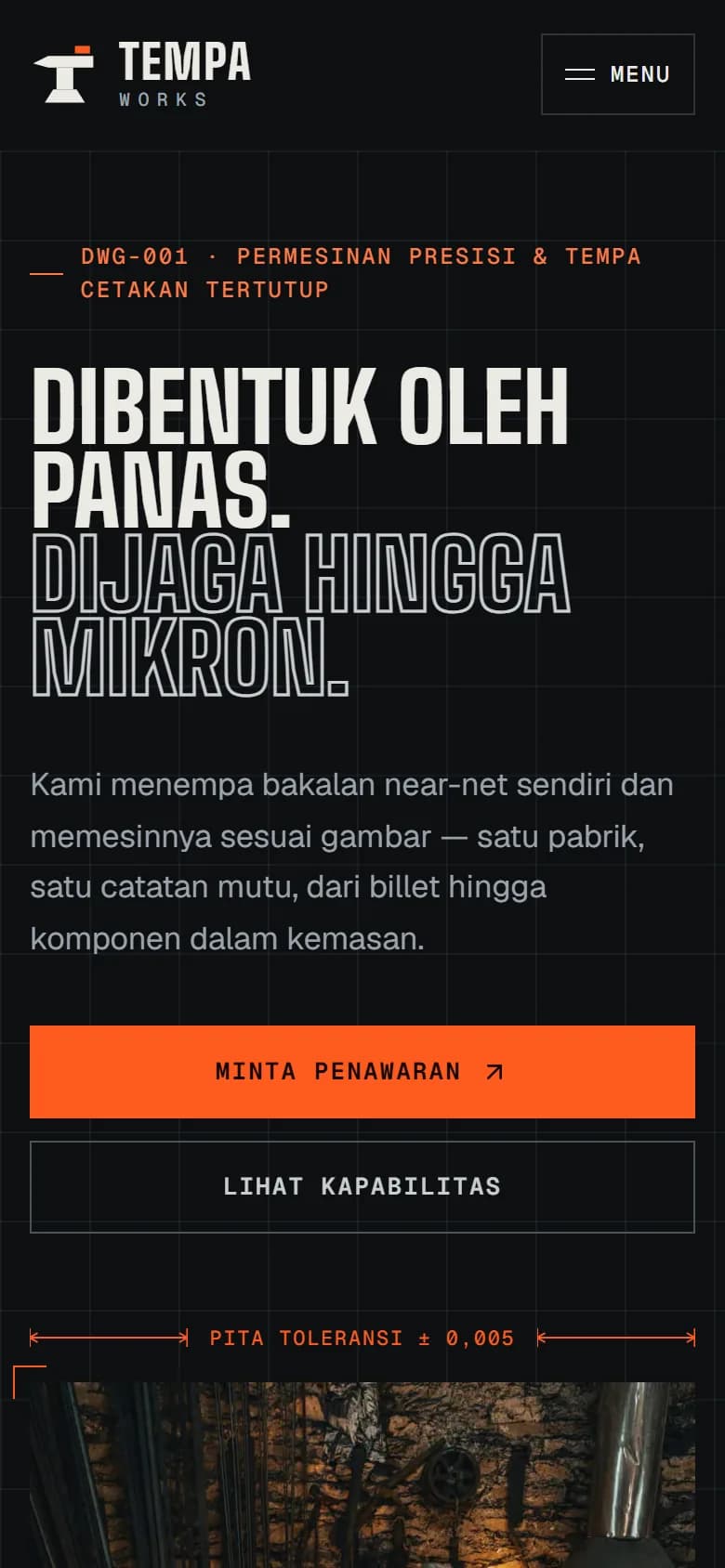 Beranda demo Tempa Works di ponsel
