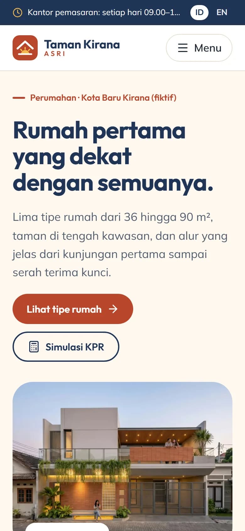 Beranda demo Taman Kirana Asri di ponsel