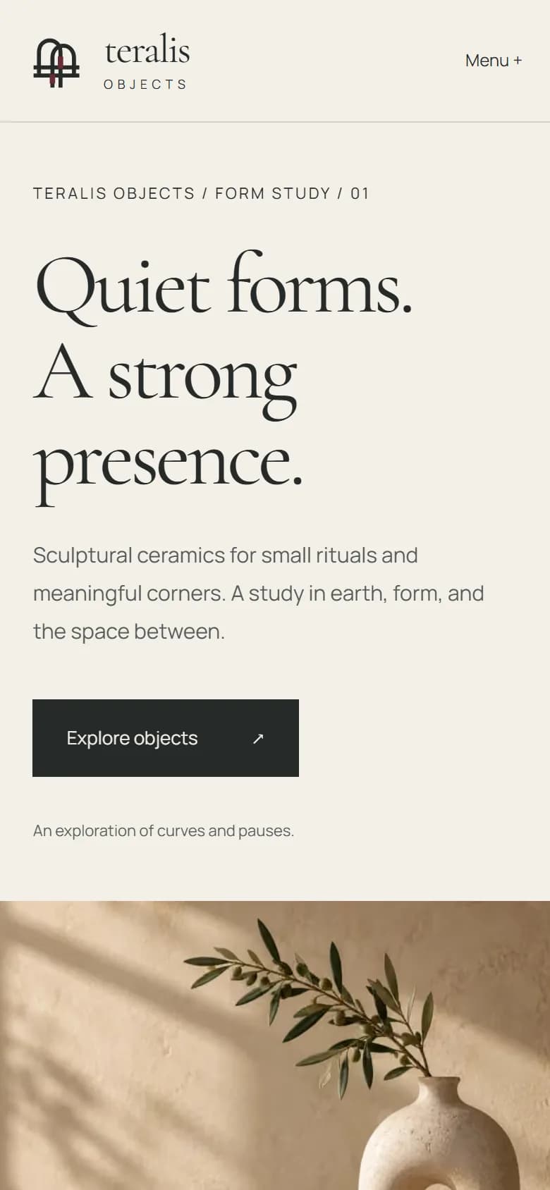 Teralis Objects demo home on mobile