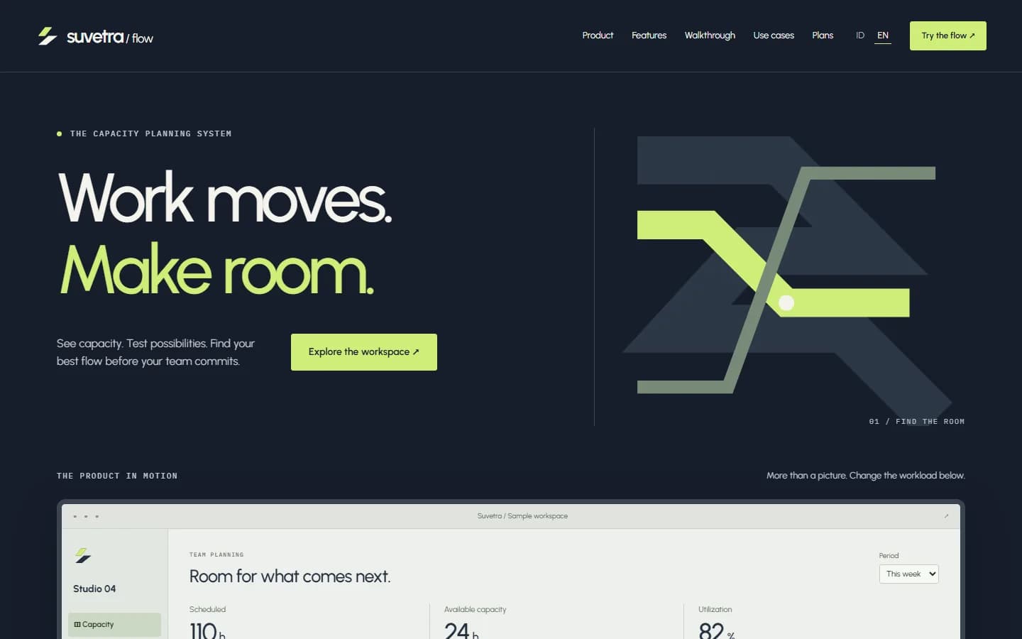 Suvetra Flow demo home on desktop