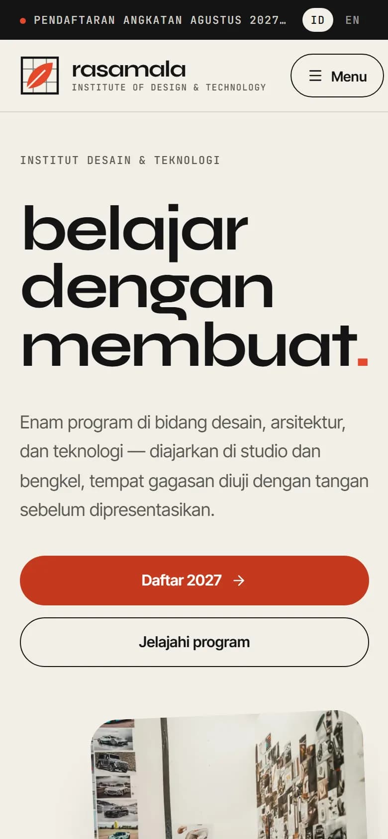 Beranda demo Rasamala Institute di ponsel