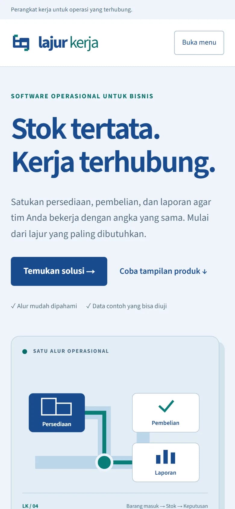 Beranda demo Lajur Kerja di ponsel